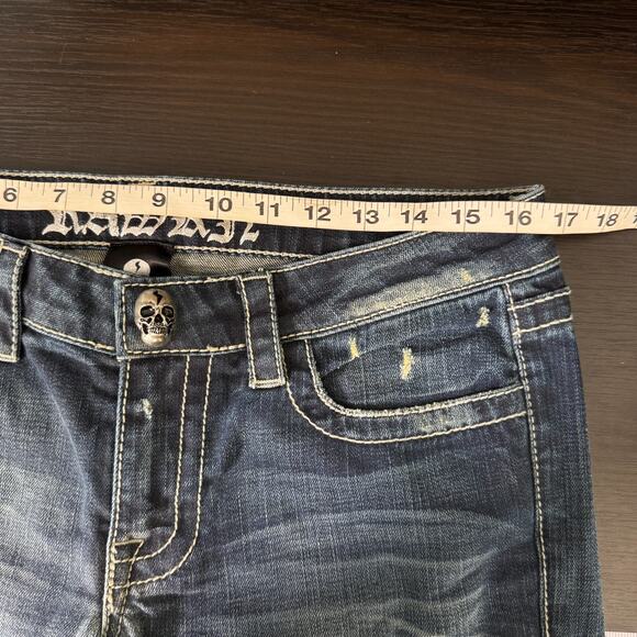Rawkn Y2K Jeans Womens 29 Skull Studded Low Rise Skater Key Closet Vintage NEW - Picture 11 of 14